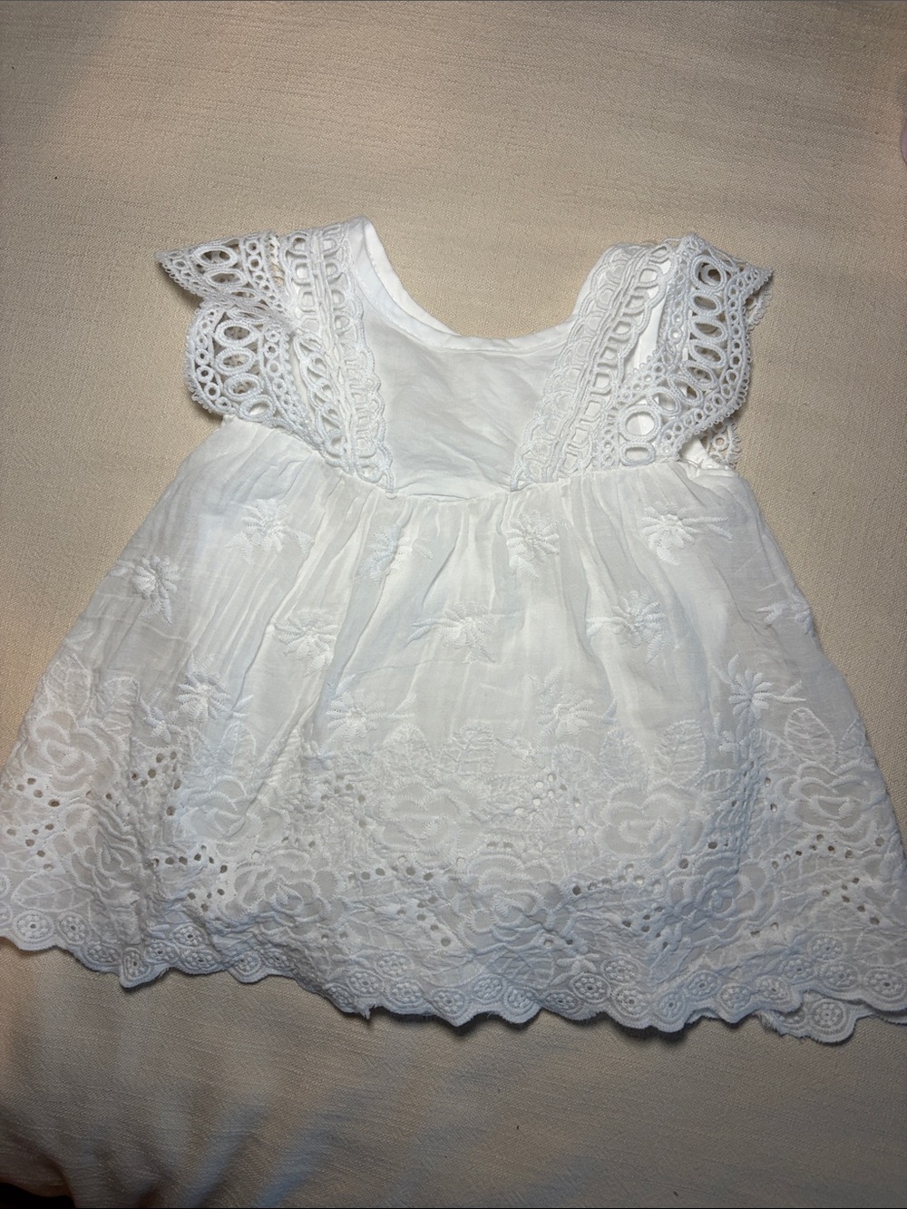 Amazon White Embroidered Eyelet Baby Dress
